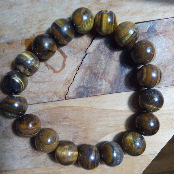 Tiger's Eye Stone - Round Beads Bracelet - Picture 3 of 6